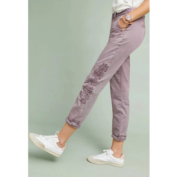 Anthropologie // Relaxed Embroidered Chino Pants🌛 - Picture 2 of 15